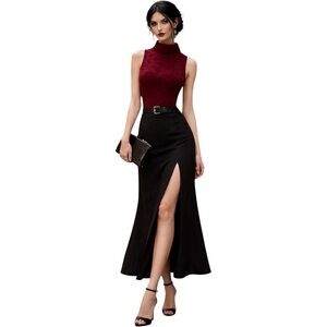 Vintage Mid 90s Burgundy Mock Neck Sleeveless Top Dark Romantic Minimal